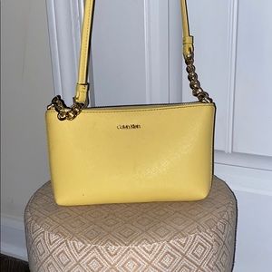 Calvin Klein Women's Yellow Saffiano Crossbody